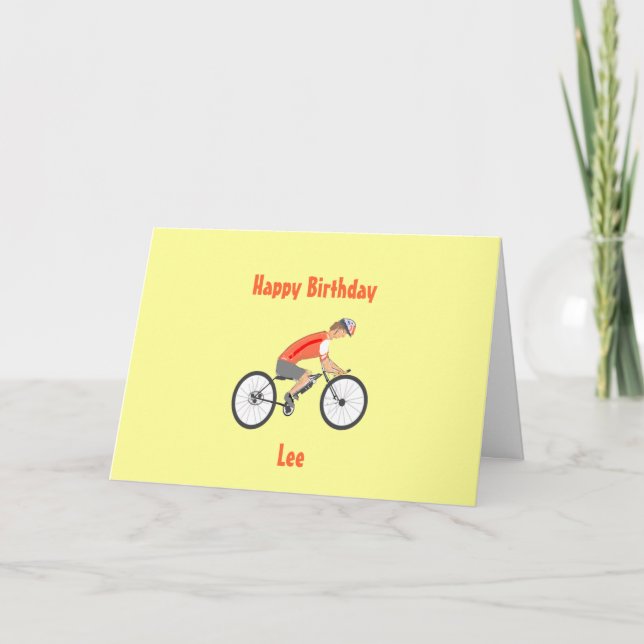 Racing Cyclist Birthday Card, add name Card (Front)