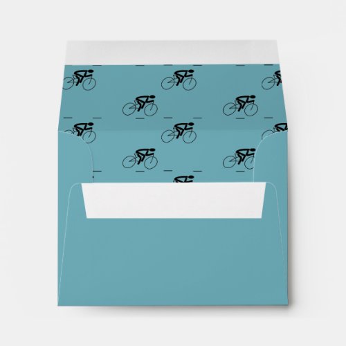 Racing cyclist pattern on blue envelope