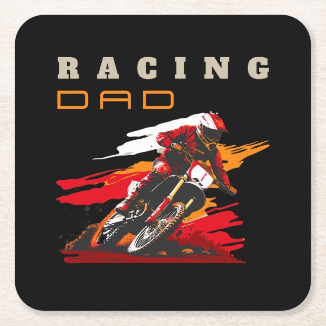 Racing Dad Square Paper Coaster (Front)