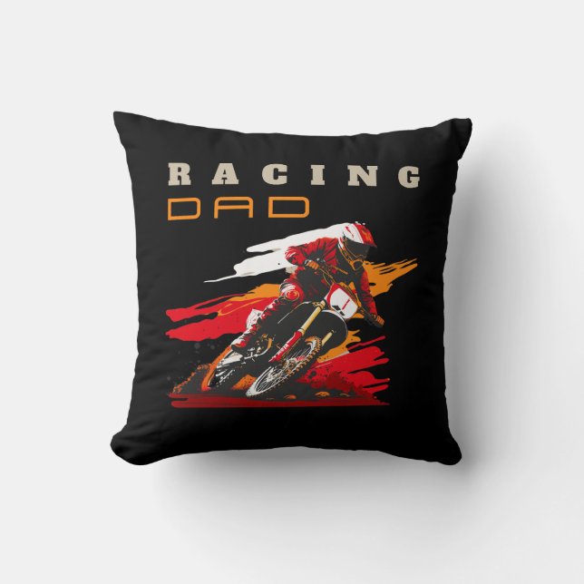 Racing Dad Throw Pillow (Front)