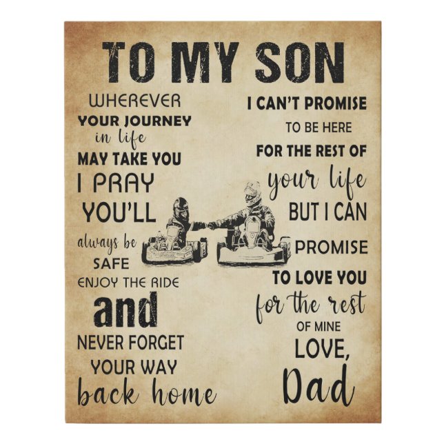 Racing Dad To My Son From Dad Gift Meaning Faux Canvas Print (Front)