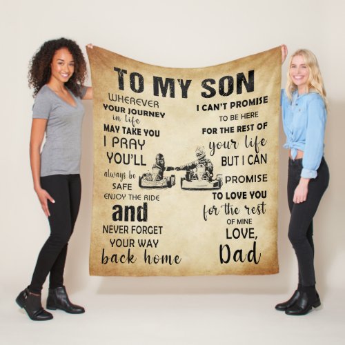 Racing Dad To My Son From Dad Gift Meaning Fleece Blanket