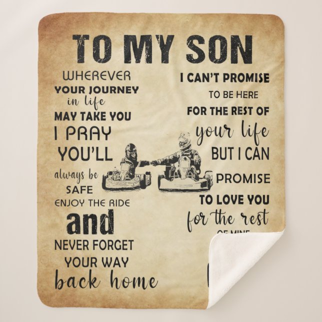 Racing Dad To My Son From Dad Gift Meaning Sherpa Blanket (Front)