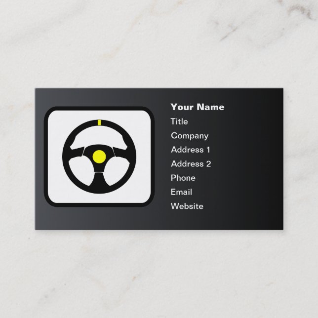 Racing Driver Logo Customizable Black Business Card (Front)
