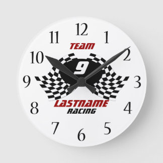Racing Family Personalizable Round Clock