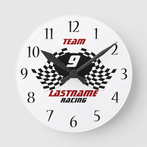 Racing Family Personalizable Round Clock