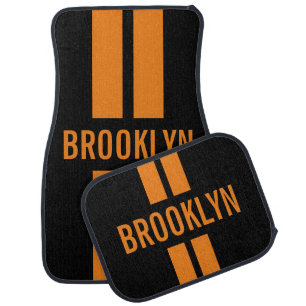 Racing Fan Custom Name Race Double Stripes Classic Car Floor Mat