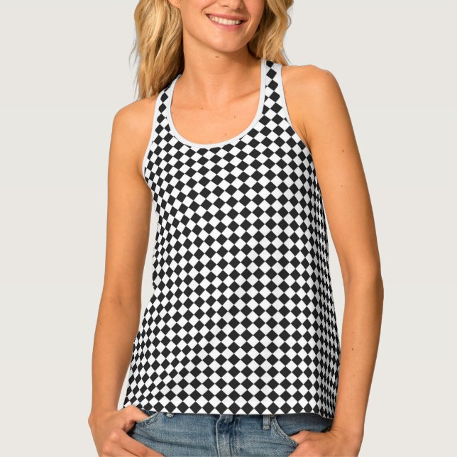 Racing Fans Start Your Engines Checker Flag Tank Top (Front)