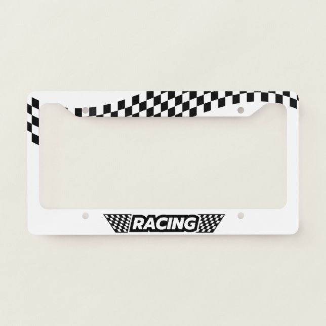 Racing Flag Checkered  License Plate Frame (Front)