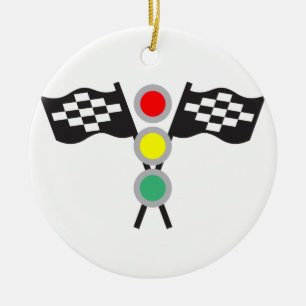 RACING FLAGS AND LIGHTS CERAMIC ORNAMENT