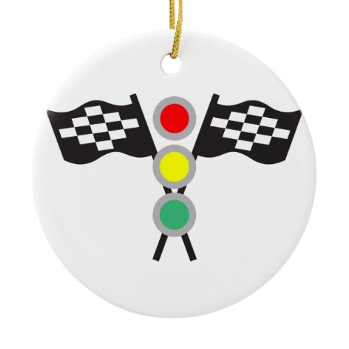 RACING FLAGS AND LIGHTS CERAMIC ORNAMENT