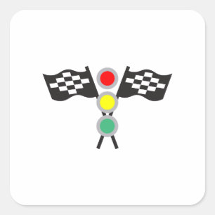 RACING FLAGS AND LIGHTS SQUARE STICKER