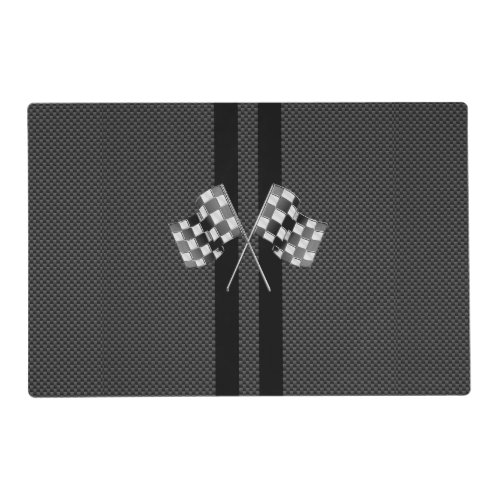 Racing Flags Design on Stripes Carbon Fiber Style Placemat