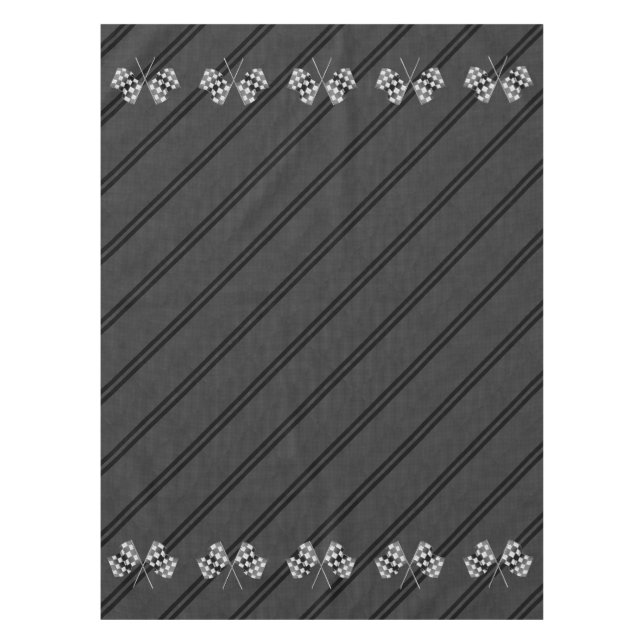 Racing Flags Design on Stripes Carbon Fiber Style Tablecloth (Front)