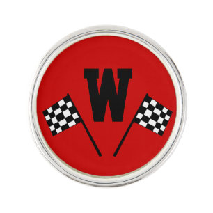 Racing Flags Monogrammed Lapel Pin