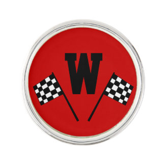 Racing Flags Monogrammed Lapel Pin