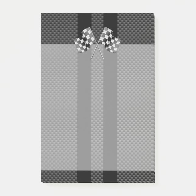 Racing Flags on Stripes Carbon Fiber Like Style Post-it Notes (Front)