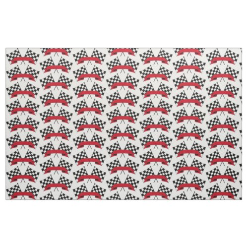 Racing Flags Pattern Red Black and White Fabric