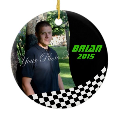 Racing Flags Photo Keepsake Ceramic Ornament