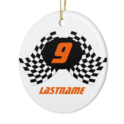 Racing Flags Photo Keepsake Ceramic Ornament
