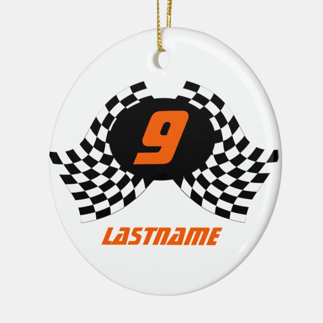 Racing Flags Photo Keepsake Ceramic Ornament (Left)