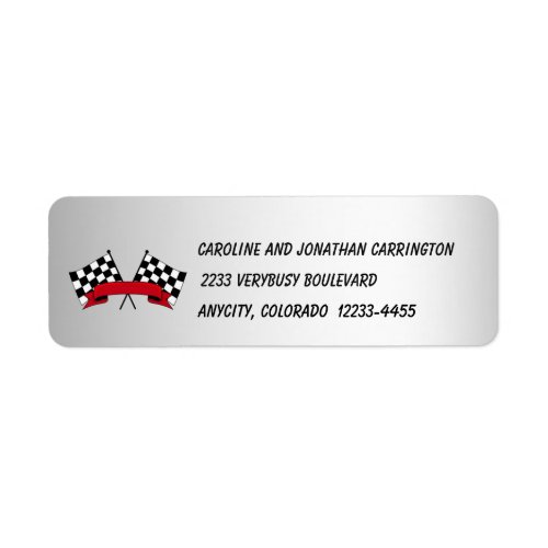 Racing Flags Red Silver Black Return Address Label