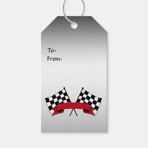 Racing Flags Silver and Black Gift Tags