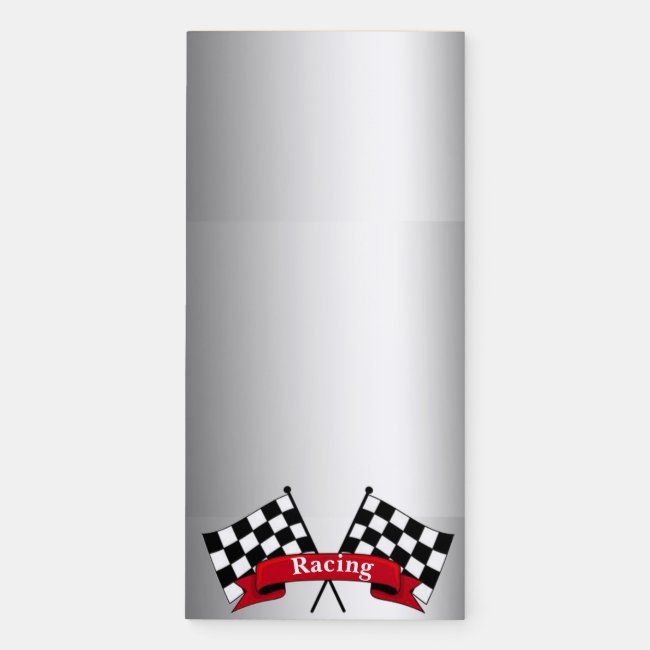 Racing Flags Silver Magnetic Fridge Notepad