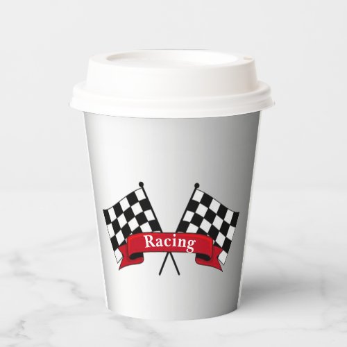 Racing Flags Silver Set of Paper Cups