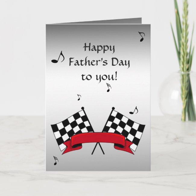 Racing Flags Silver Singing Fathers Day Card