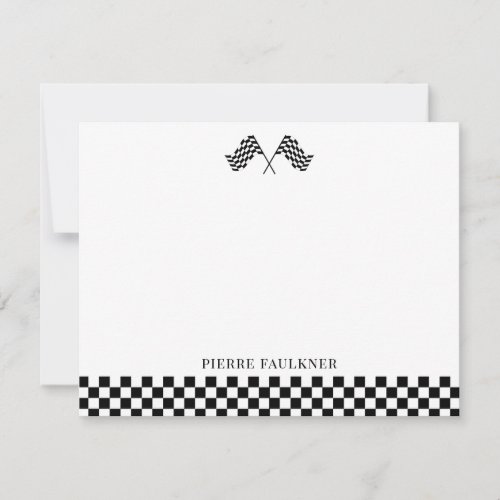 Racing Flags Stationary Racer Note Card for Men