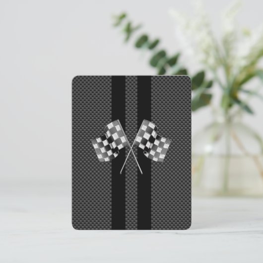 Racing Flags Stripes in Carbon Fiber Style Decor (Standing Front)