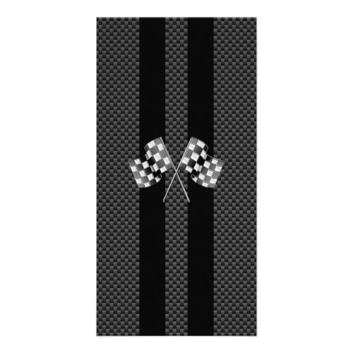 Racing Flags Stripes in Carbon Fiber Style Decor Card