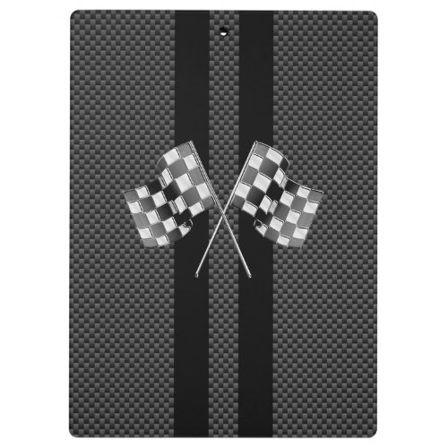 Racing Flags Stripes in Carbon Fiber Style Decor Clipboard