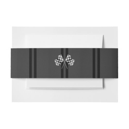 Racing Flags Stripes in Carbon Fiber Style Decor Invitation Belly Band