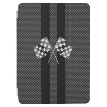 Racing Flags Stripes In Carbon Fiber Style Decor Ipad Air Cover by AmericanStyle at Zazzle