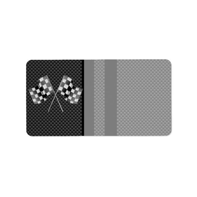 Racing Flags Stripes in Carbon Fiber Style Decor Label (Front)