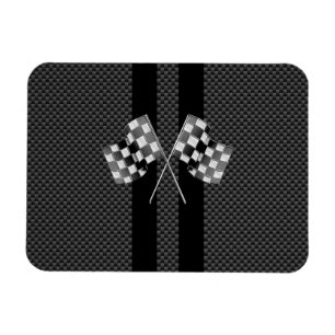 Racing Flags Stripes in Carbon Fiber Style Decor Magnet