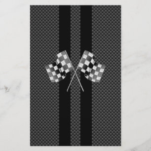 Racing Flags Stripes in Carbon Fiber Style Decor Stationery
