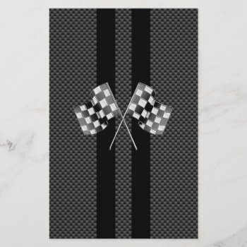 Racing Flags Stripes In Carbon Fiber Style Decor Stationery by AmericanStyle at Zazzle