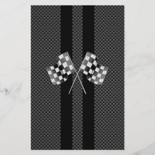 Racing Flags Stripes in Carbon Fiber Style Decor Stationery