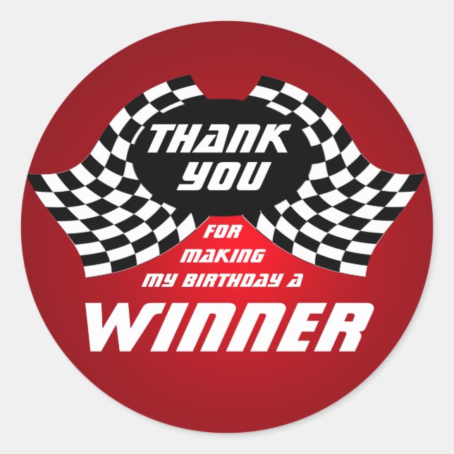 Racing Flags Thank You Red Classic Round Sticker (Front)