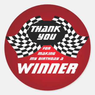 Racing Flags Thank You Red Classic Round Sticker
