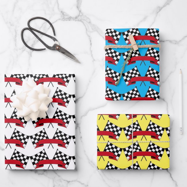 Racing Flags Wrapping Paper Sheets