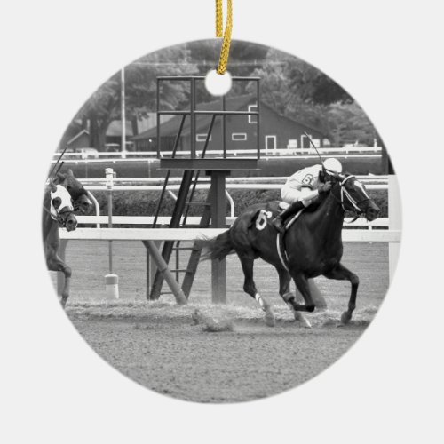 Racing from Historic Saratoga Race Course Ceramic Ornament