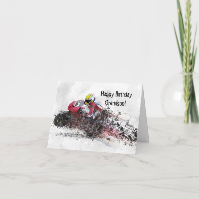 RACING GRANDSON BIRTHDAY CARD (Front)