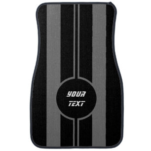 Racing Gray Double Stripes Sports Custom Car Floor Mat