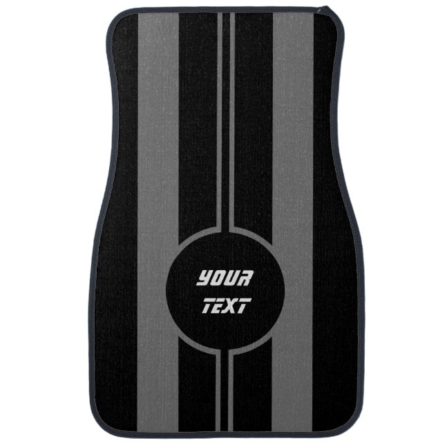 Racing Gray Double Stripes Sports Custom Car Floor Mat (Front)