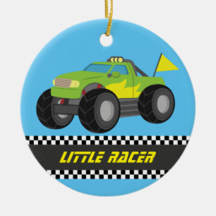 Racing Green Monster Truck Racer Boys Room Decor Ceramic Ornament