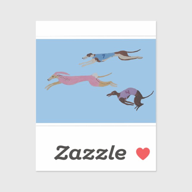 Racing Greyhounds with lead dog in Bunny suit Sticker (Sheet)